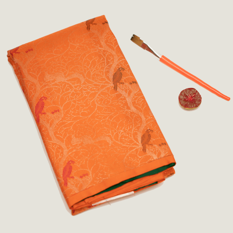 Tango Orange Kanchipuram with Kili Meena