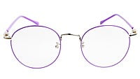 Round Medium Spectacle Frame For Girls&Women. Purple &Silver Frame