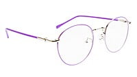 Round Medium Spectacle Frame For Girls&Women. Purple &Silver Frame