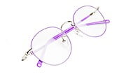 Round Medium Spectacle Frame For Girls&Women. Purple &Silver Frame