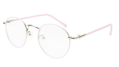 Round Medium Spectacle Frame For Girls&Women. Pink &Silver Frame