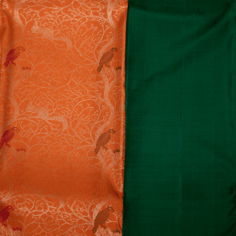 Tango Orange Kanchipuram with Kili Meena