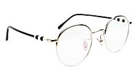 Round Medium Spectacle Frame For Girls&Women. Silver &Black Frame