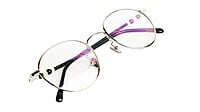 Round Medium Spectacle Frame For Girls&Women. Silver &Black Frame