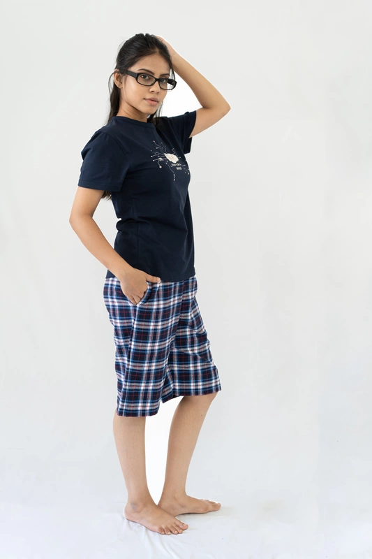 STAY IN -  Navy Flannel Pyjama Shorts