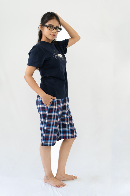 STAY IN - Navy Flannel Pyjama Shorts