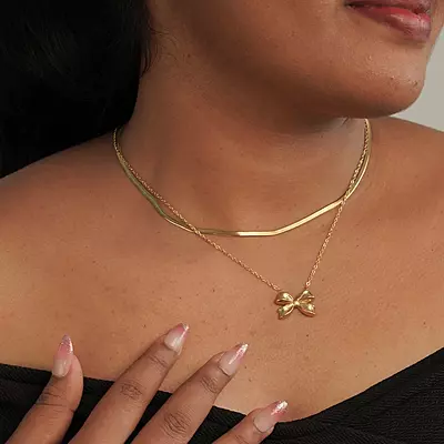 Gold Ribbon Layered Necklace