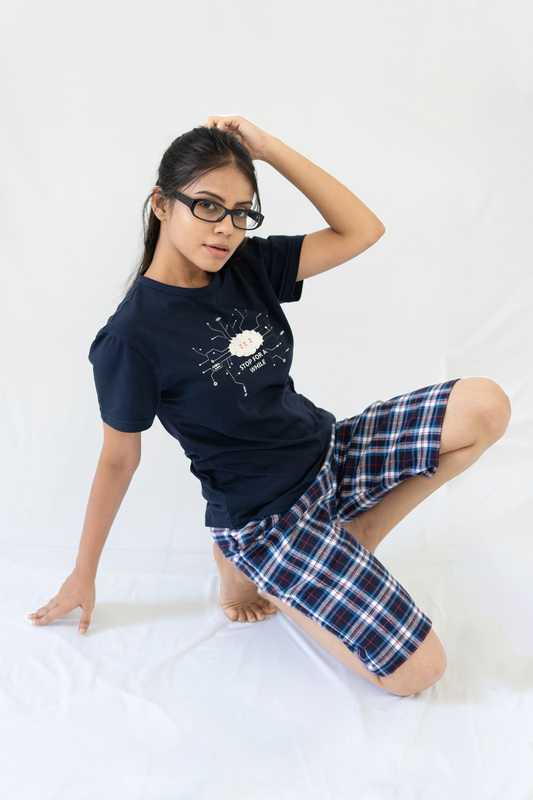 STAY IN - Navy Flannel Pyjama Shorts