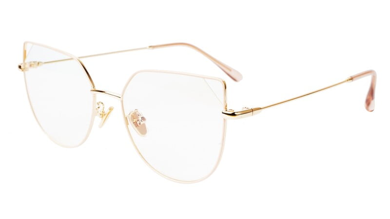 Female Oversized Cat Eye Spectacle Frame. Gold & Cream Frame Female Oversized Cat Eye Spectacle Frame. Gold & Cream Frame