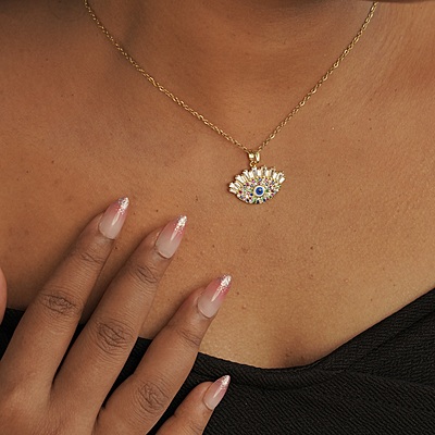 Shimmery Evil Eye Pendant Necklace Shimmery Evil Eye Pendant Necklace