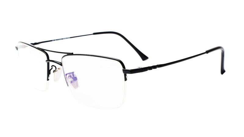Unisex Half Rimmed Rectangular Spectacle Frame. Black Frame