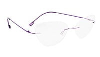 Female Medium Rimless Cat Eye Spectacle Frame. Purple Frame