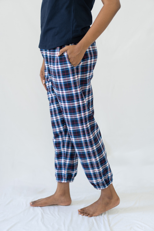 STAY IN - Navy Flannel Pyjama Ankle Length Pants