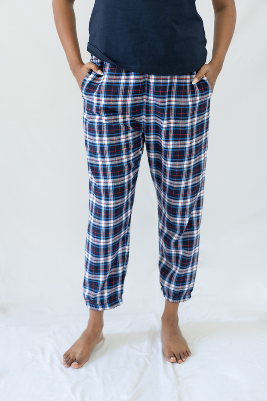 STAY IN - Navy Flannel Pyjama Ankle Length Pants