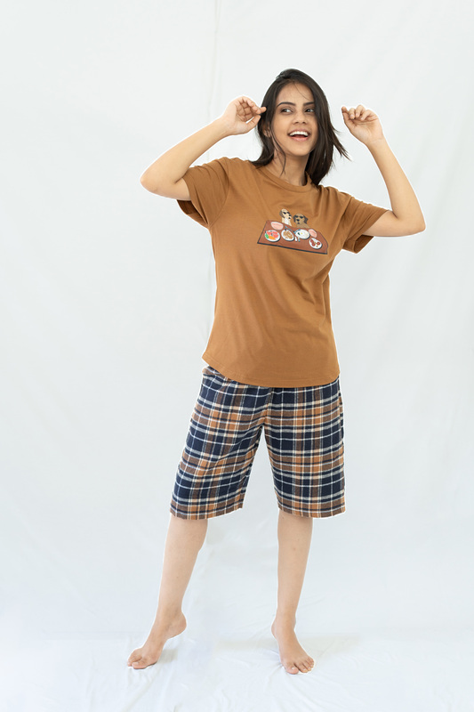 STAY IN - Camel Flannel Pyjama Shorts