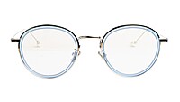 Soigné Female Round Medium Spectacle Frame.Blue&Silver Frame
