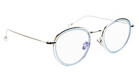 Soigné Female Round Medium Spectacle Frame.Blue&Silver Frame