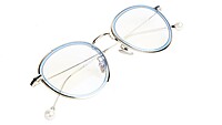 Soigné Female Round Medium Spectacle Frame.Blue&Silver Frame