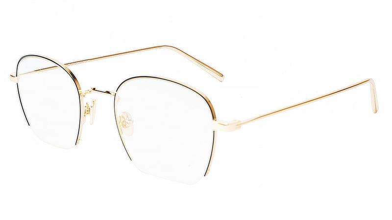 Unisex Medium Half Rim Round Spectacle Frame. Black &Golden Frame