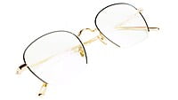 Unisex Medium Half Rim Round Spectacle Frame. Black &Golden Frame