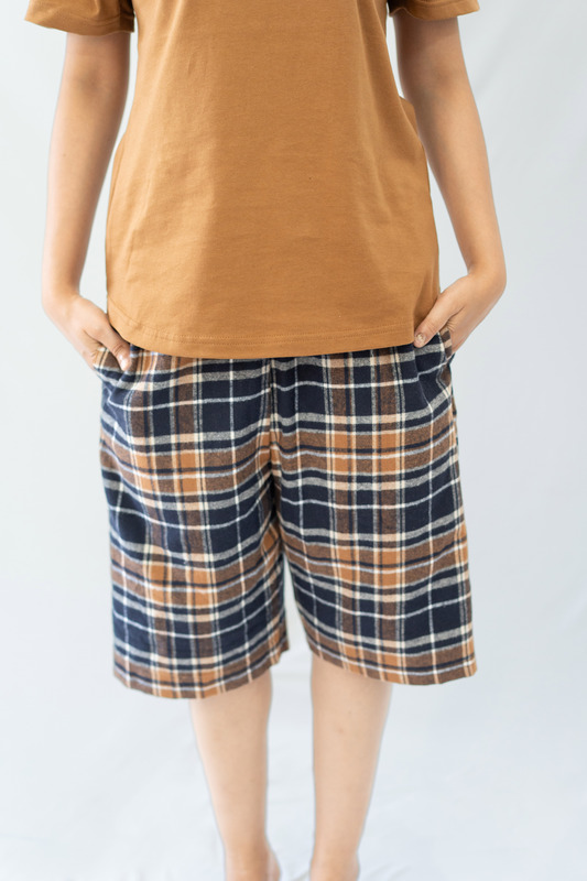 STAY IN - Camel Flannel Pyjama Shorts