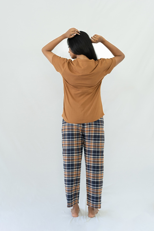 STAY IN - Camel Flannel Pyjama Full Length Pants