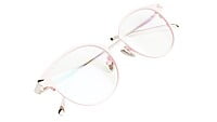 Girls & Women Round Medium Spectacle Frame. Pink & Silver Frame