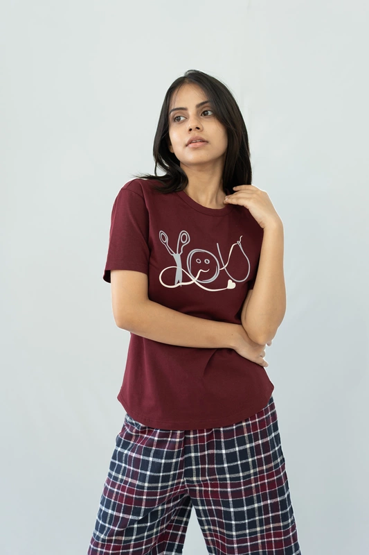 STAY IN- Maroon Tee