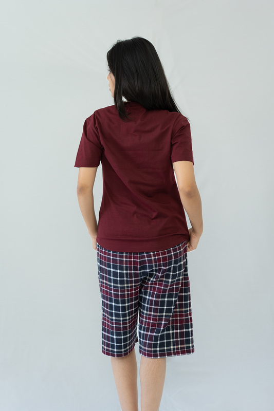 STAY IN - Maroon Flannel Pyjama Shorts