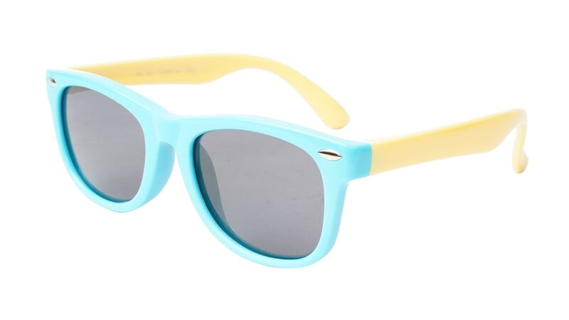 Unisex Kids Square Flexible Sunglasses. Blue Frame. Age-(8-13)Years