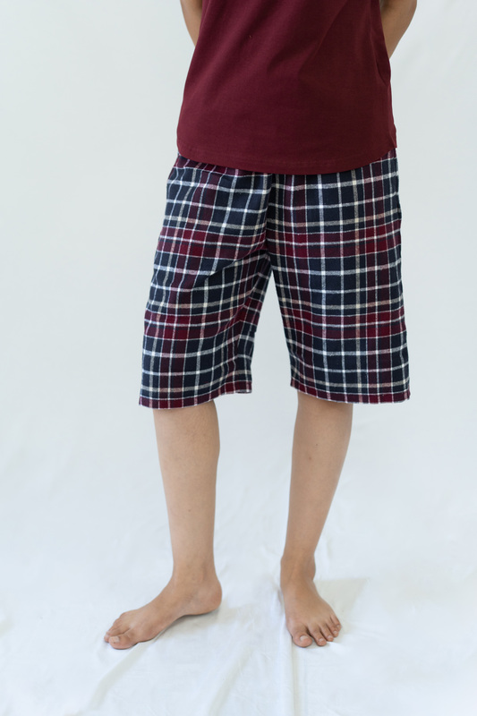 STAY IN - Maroon Flannel Pyjama Shorts