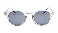 Unisex Small Round Sunglasses. See Through Grey Frame.