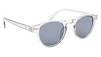 Unisex Small Round Sunglasses. See Through Grey Frame.