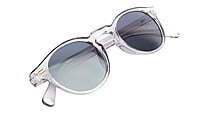 Unisex Small Round Sunglasses. See Through Grey Frame.