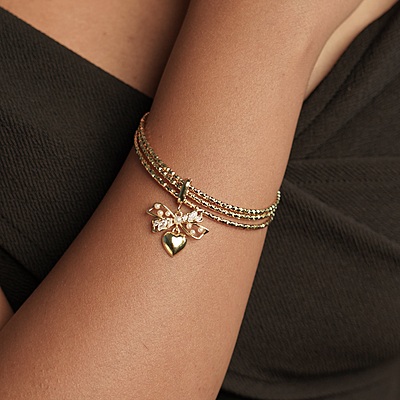 Triple Band Ribbon Heart Bangle