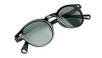 Unisex Small Round Sunglasses. Glossy Black Frame.