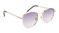 Unisex Small Round Sunglasses. Golden Metal Frame.