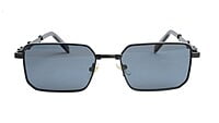 Unisex Small Rectangular Sunglasses. Black Frame. Black Lens.