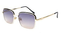 Unisex Small Square Sunglasses. Black & Golden Metal Frame