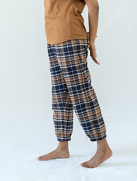 STAY IN - Camel Flannel Pyjama Ankle Length Pants