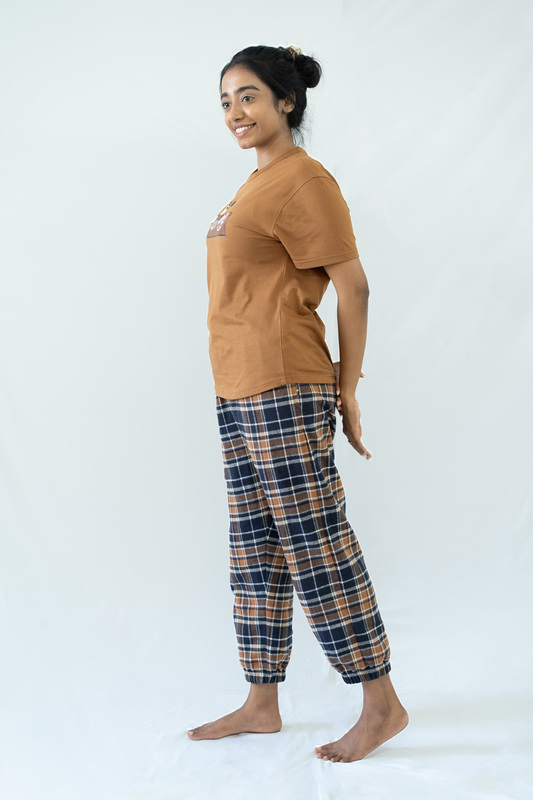 STAY IN - Camel Flannel Pyjama Ankle Length Pants