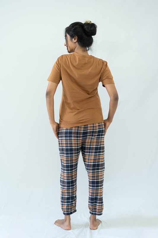 STAY IN - Camel Flannel Pyjama Ankle Length Pants