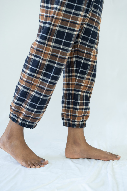 STAY IN - Camel Flannel Pyjama Ankle Length Pants