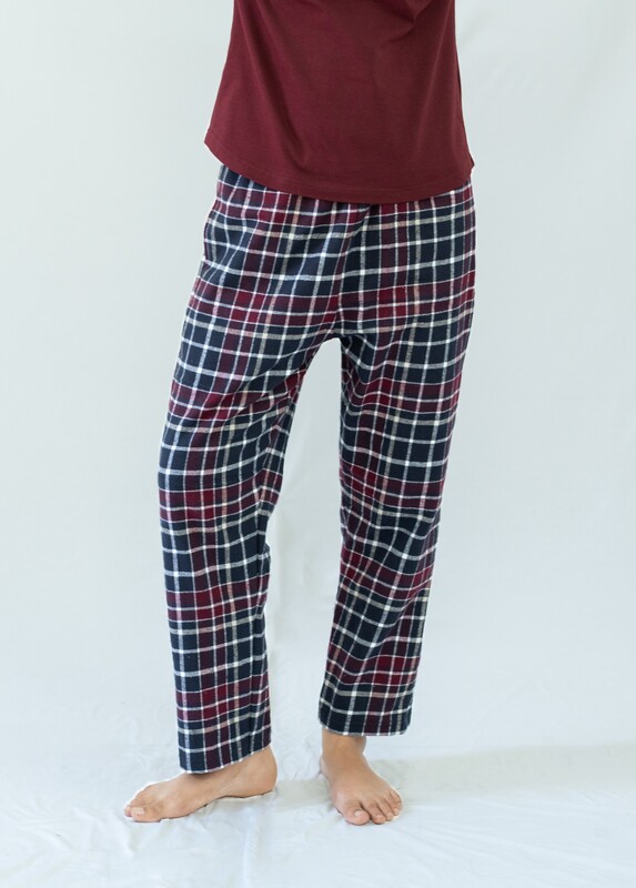 STAY IN - Maroon Flannel Pyjama Full Length Pants