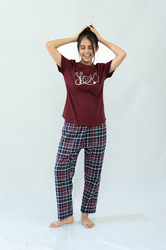 STAY IN - Maroon Flannel Pyjama Full Length Pants