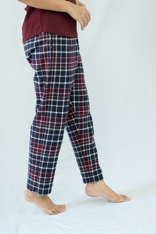 STAY IN - Maroon Flannel Pyjama Full Length Pants