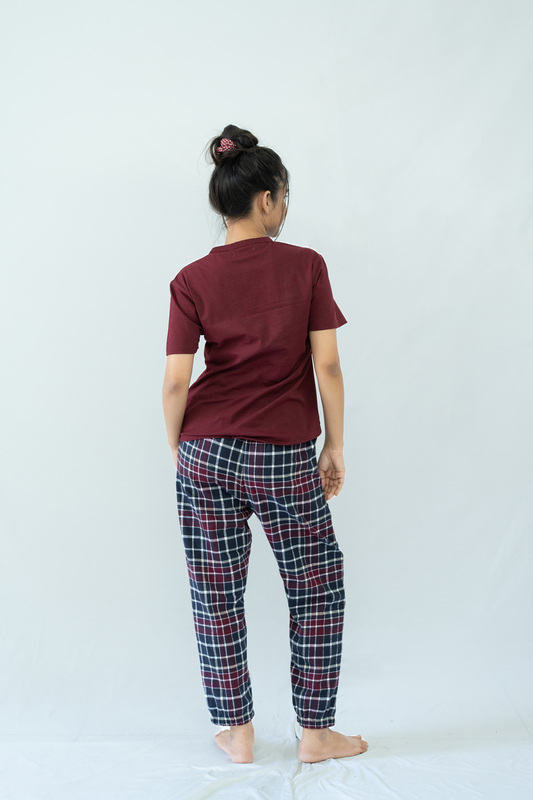 STAY IN - Maroon Flannel Pyjama Ankle Length Pants