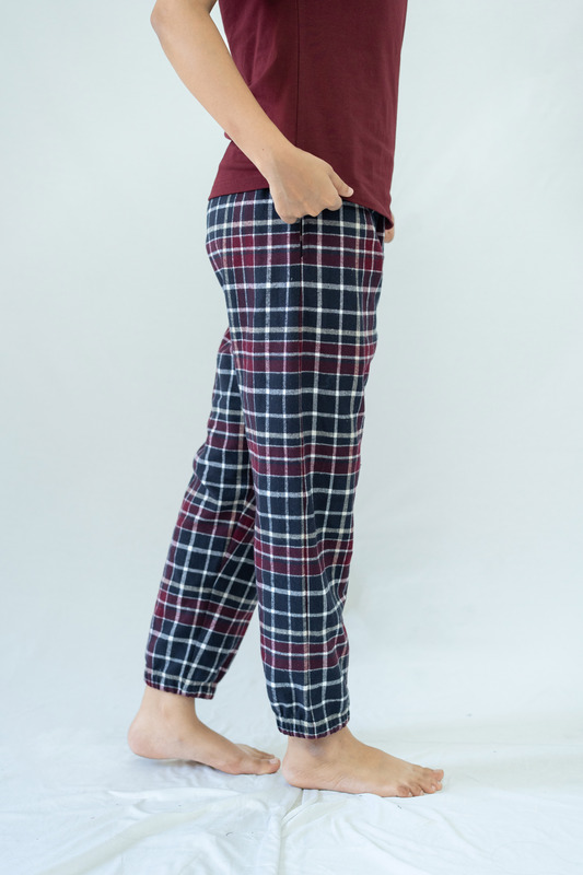 STAY IN - Maroon Flannel Pyjama Ankle Length Pants