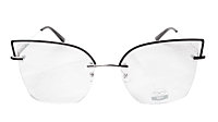 Soigné Female Oversize Half Rim Cat Eye Spectacle Frame.Gold&Black