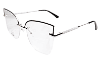 Soigné Female Oversize Half Rim Cat Eye Spectacle Frame.Gold&Black